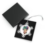 Pewter Snowflake Ornament — Floral Skull Holiday Ornament