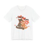 Love You Cute Cats T-Shirt — Cat Couple Floral Graphic Tee ,T-shirts that are soft, breathable, warm, and feature a cheerful print. - Görsel 3