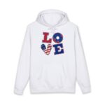 Patriotic "LOVE" Hoodie – American Flag & Donut Graphic - Görsel 2